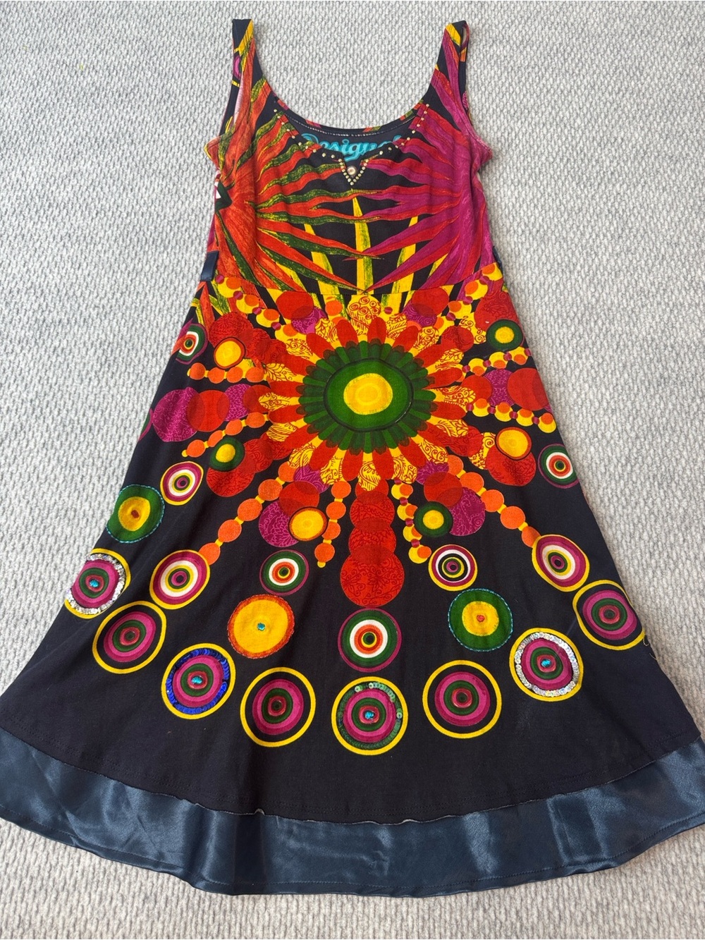 Desigual Dress Vibrant Satin Trim Sz S